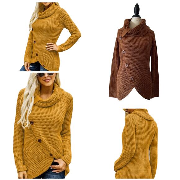 Source Unknown Sweaters - Cowl neck knit cross cross front sweater